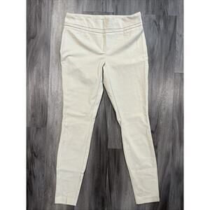 Adrienne Vittadini Pants Size 6 Women's Beige Slim Stretch Tapered Leg Skinny